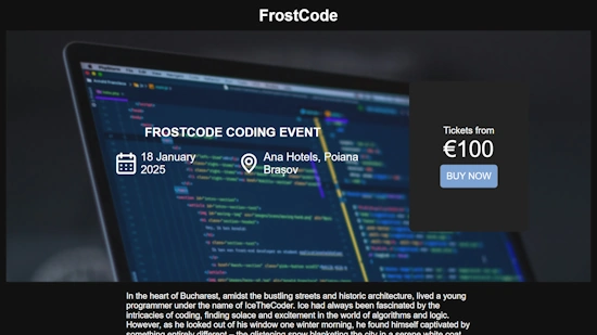 Fictional FrostCode Event Page