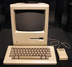 Macintosh 128K with keyboard and mouse; called 128K because it had 128KB of RAM.